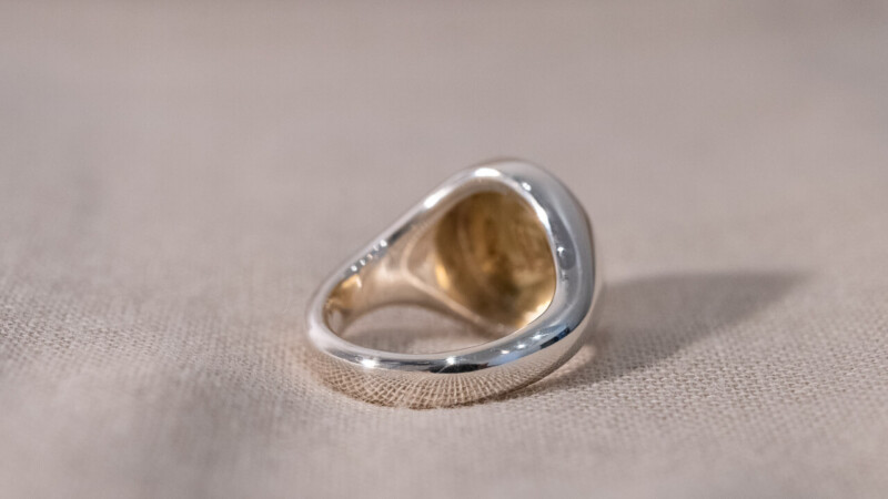 【Regular item】Brass×Silver combination Signet-ring(M)11