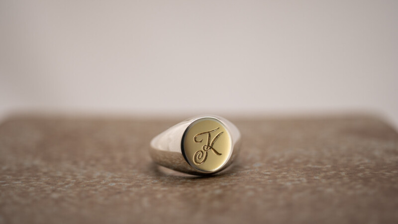【Semi-custom made】Brass×Silver Combination Signet ring(S)(engraved)11