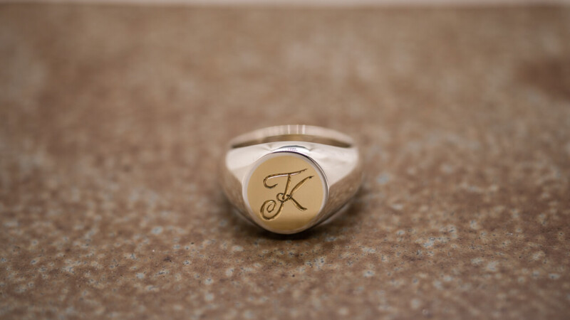 【Semi-custom made】Brass×Silver Combination Signet ring(S)(engraved)2