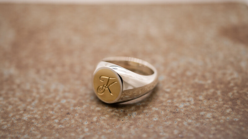 【Semi-custom made】Brass×Silver Combination Signet ring(S)(engraved)3
