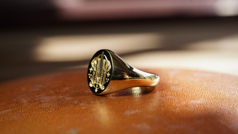 Hand Engraved Oval Signet Ring(K18YG)「HT+天叢雲剣」_6 Hand Engraved Oval Signet Ring(K18YG)「HT+天叢雲剣」_6