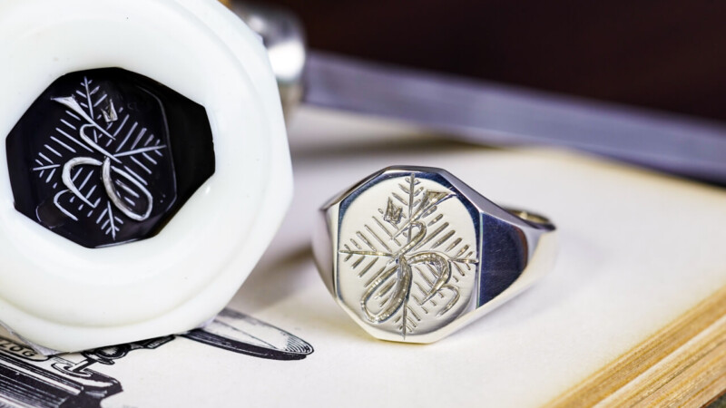 【Semi-custom made】Hand Engraved Octagon Signet Ring(Sv925) 「若、松の葉模様」_3 【Semi-custom made】Hand Engraved Octagon Signet Ring(Sv925) 「若、松の葉模様」_3