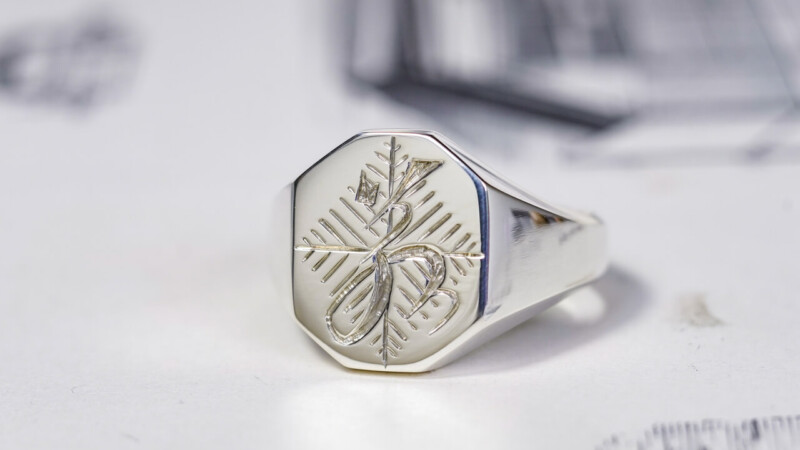 【Semi-custom made】Hand Engraved Octagon Signet Ring(Sv925) 「若、松の葉模様」_5 【Semi-custom made】Hand Engraved Octagon Signet Ring(Sv925) 「若、松の葉模様」_5