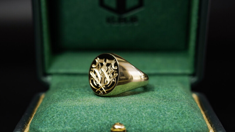 Hand Engraved Oval Signet Ring(K18YG) 「TMW＋メジャー＋針と糸」＋「AM」_8