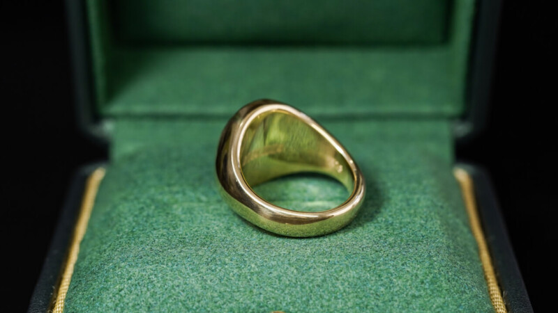 Hand Engraved Oval Signet Ring(K18YG) 「TMW＋メジャー＋針と糸」＋「AM」_11