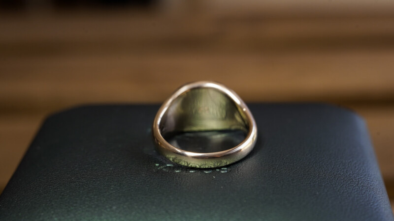 Hand Engraved Mellow Square Signet Ring(K9YG)「A+ハルリンドウ」+「太陽」+「風」_8 Hand Engraved Mellow Square Signet Ring(K9YG)「A+ハルリンドウ」+「太陽」+「風」_8