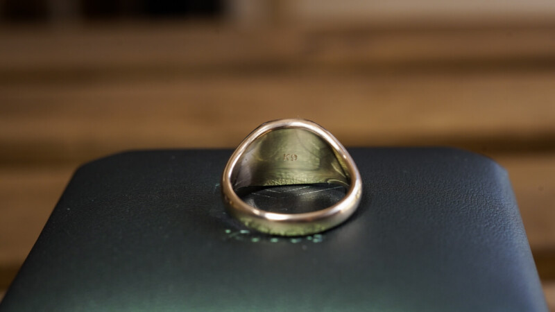 Hand Engraved Mellow Square Signet Ring(K9YG)「A+ハルリンドウ」+「太陽」+「風」_9 Hand Engraved Mellow Square Signet Ring(K9YG)「A+ハルリンドウ」+「太陽」+「風」_9