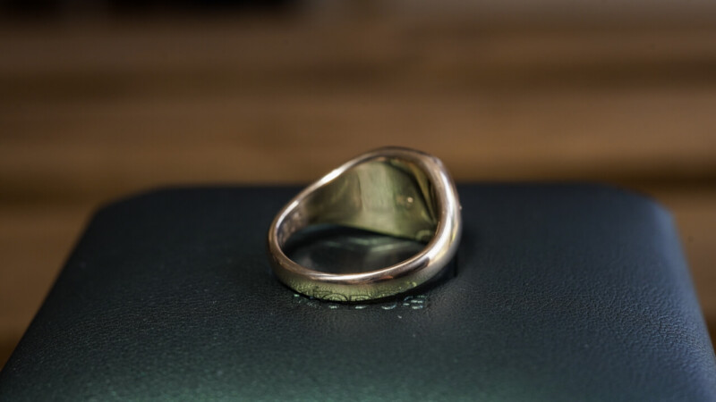 Hand Engraved Mellow Square Signet Ring(K9YG)「A+ハルリンドウ」+「太陽」+「風」_10 Hand Engraved Mellow Square Signet Ring(K9YG)「A+ハルリンドウ」+「太陽」+「風」_10
