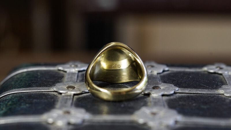 Hand Engraved Oval Signet Ring(K18YG) 「千S」＋「鍵（＋王冠）」＋「モットー」_7