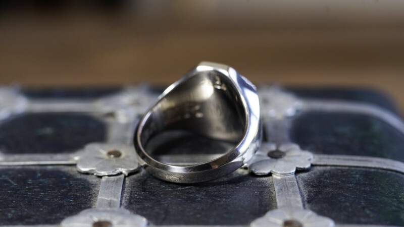 Hand Engraved Octagon Signet Ring(K18WG)「曹」(裏面彫刻:「Z、R」)_12 Hand Engraved Octagon Signet Ring(K18WG)「曹」(裏面彫刻:「Z、R」)_12