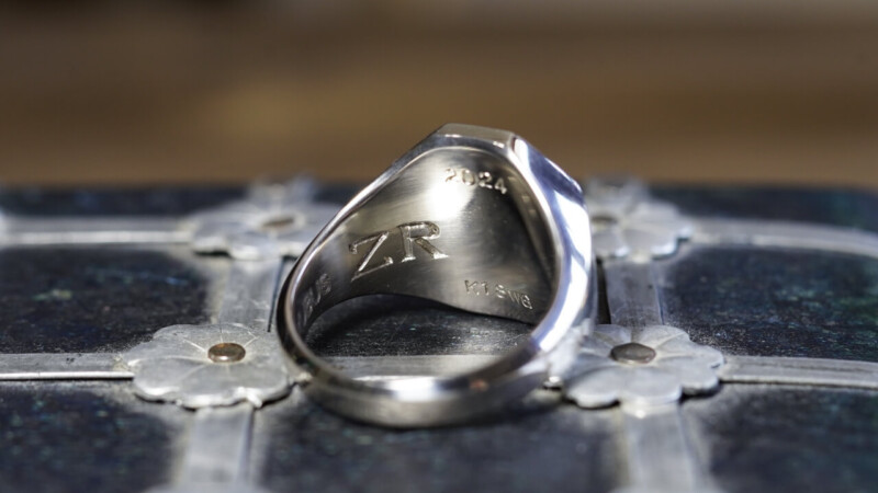 Hand Engraved Octagon Signet Ring(K18WG)「曹」(裏面彫刻:「Z、R」)_11 Hand Engraved Octagon Signet Ring(K18WG)「曹」(裏面彫刻:「Z、R」)_11