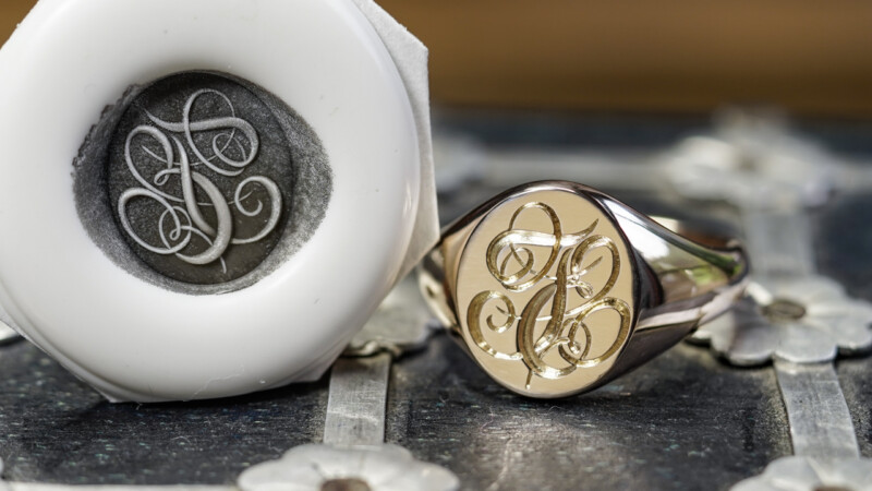 Hand Engraved Oval Signet Ring(K9YG)「TE」_2 Hand Engraved Oval Signet Ring(K9YG)「TE」_2