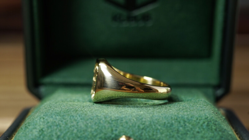 Hand Engraved Mellow Square Signet Ring「M」(K18YG)_4