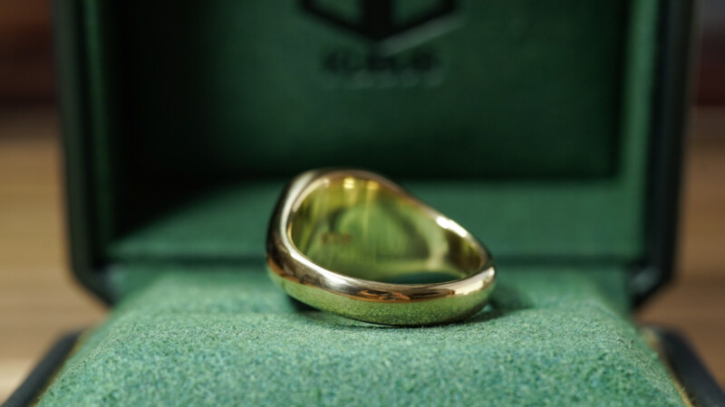 Hand Engraved Mellow Square Signet Ring「M」(K18YG)_5