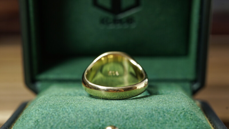 Hand Engraved Mellow Square Signet Ring「M」(K18YG)_6