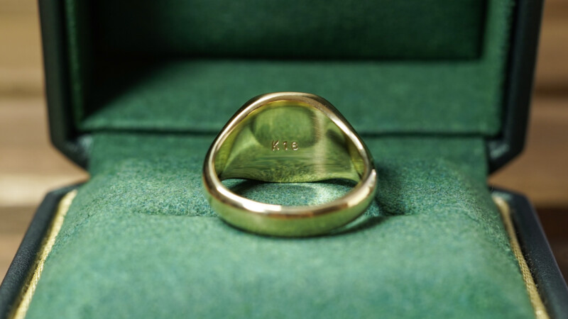 Hand Engraved Mellow Square Signet Ring「M」(K18YG)_7
