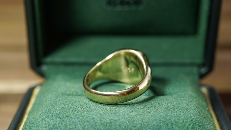 Hand Engraved Mellow Square Signet Ring「M」(K18YG)_8