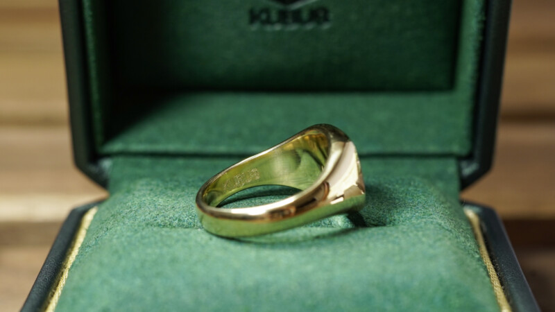Hand Engraved Mellow Square Signet Ring「M」(K18YG)_9