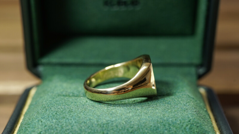 Hand Engraved Mellow Square Signet Ring「M」(K18YG)_11