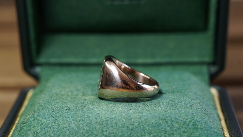 Hand Engraved Cushion Signet Ring(K18PG) 「YN」_6