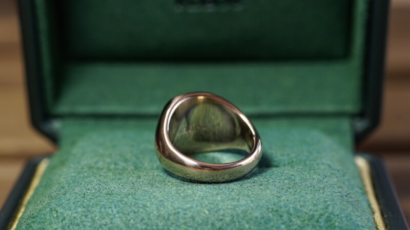 Hand Engraved Cushion Signet Ring(K18PG) 「YN」_7