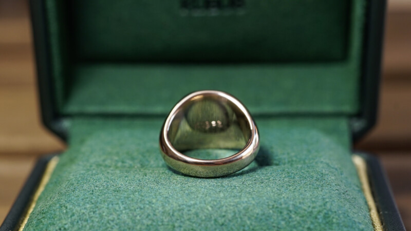 Hand Engraved Cushion Signet Ring(K18PG) 「YN」_8