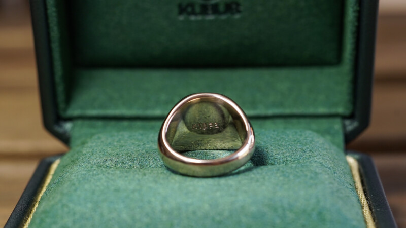 Hand Engraved Cushion Signet Ring(K18PG) 「YN」_9