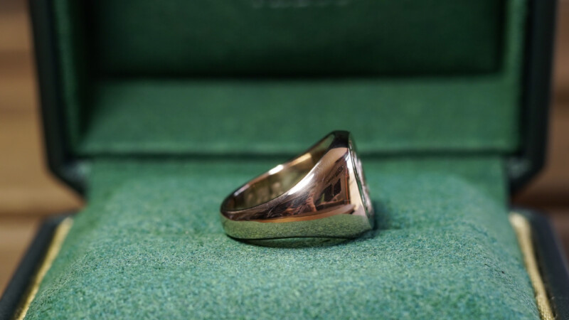 Hand Engraved Cushion Signet Ring(K18PG) 「YN」_11