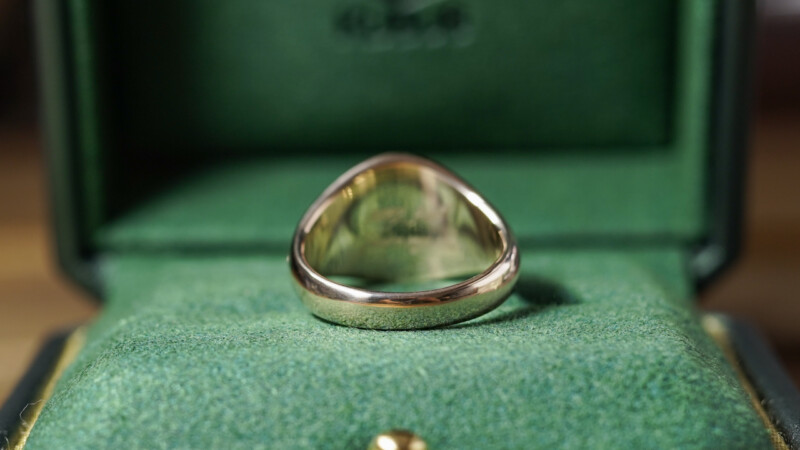 Hand Engraved Oval Signet Ring(K9YG)「AHJ＋太陽（歯車）」＋「Y（側面彫刻）」_7