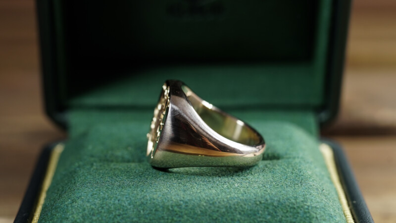 Hand Engraved Mellow Square Signet Ring(K10YG)「NCK＋錨」_7