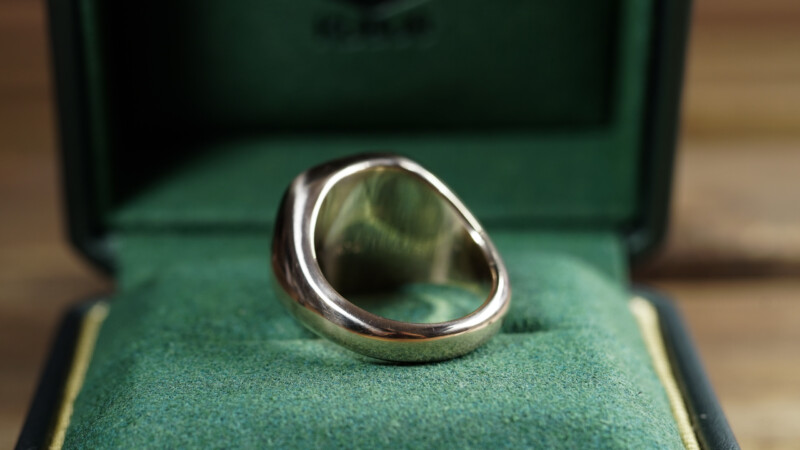Hand Engraved Mellow Square Signet Ring(K10YG)「NCK＋錨」_8