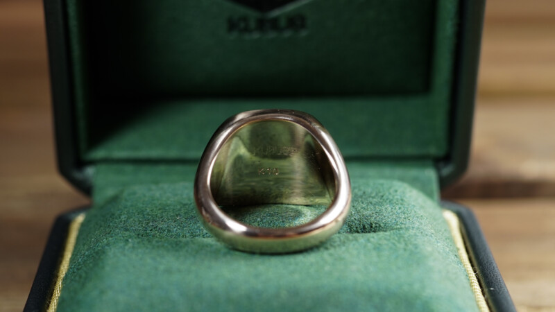 Hand Engraved Mellow Square Signet Ring(K10YG)「NCK＋錨」_10