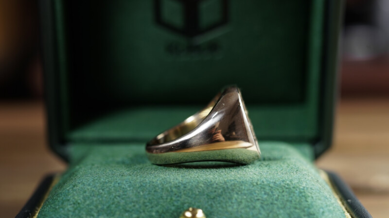 Hand Engraved Mellow Square Signet Ring(K10YG)「NCK＋錨」_12