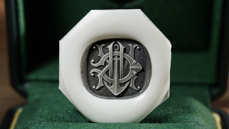 Hand Engraved Mellow Square Signet Ring(K10YG)「NCK＋錨」_13