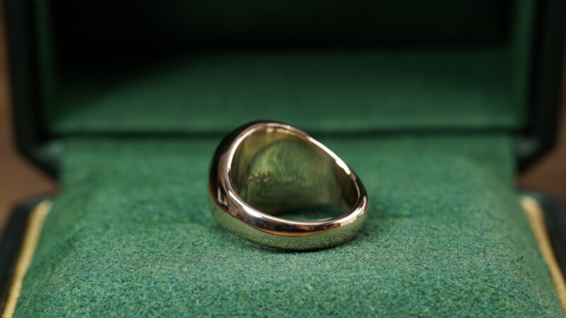 Hand Engraved Circle Signet Ring(K10YG)「菊桃+椿+源氏車輪紋(お持ち込みデザイン)」_8 Hand Engraved Circle Signet Ring(K10YG)「菊桃+椿+源氏車輪紋(お持ち込みデザイン)」_8