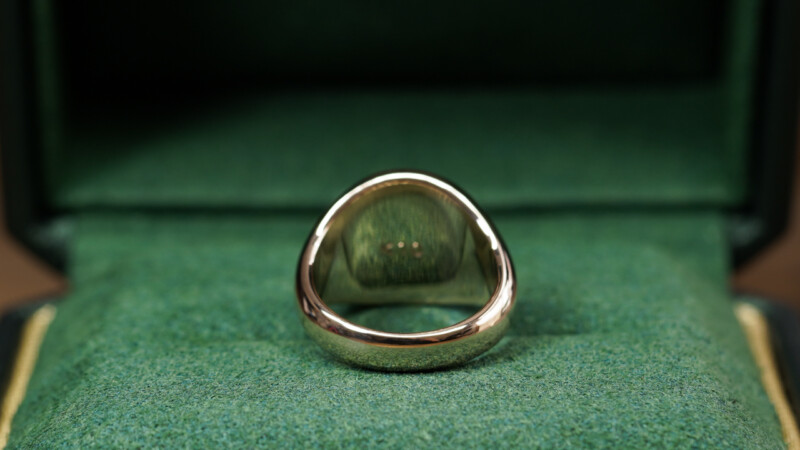 Hand Engraved Circle Signet Ring(K10YG)「菊桃+椿+源氏車輪紋(お持ち込みデザイン)」_9 Hand Engraved Circle Signet Ring(K10YG)「菊桃+椿+源氏車輪紋(お持ち込みデザイン)」_9