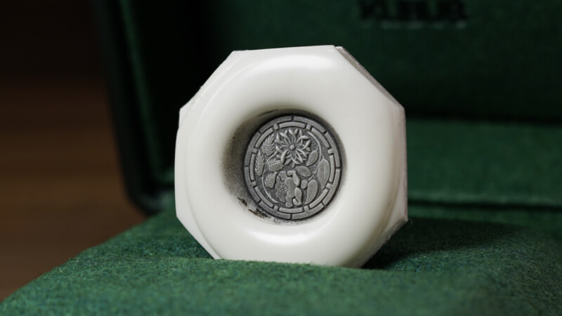 Hand Engraved Circle Signet Ring(K10YG)「菊桃+椿+源氏車輪紋(お持ち込みデザイン)」_15 Hand Engraved Circle Signet Ring(K10YG)「菊桃+椿+源氏車輪紋(お持ち込みデザイン)」_15