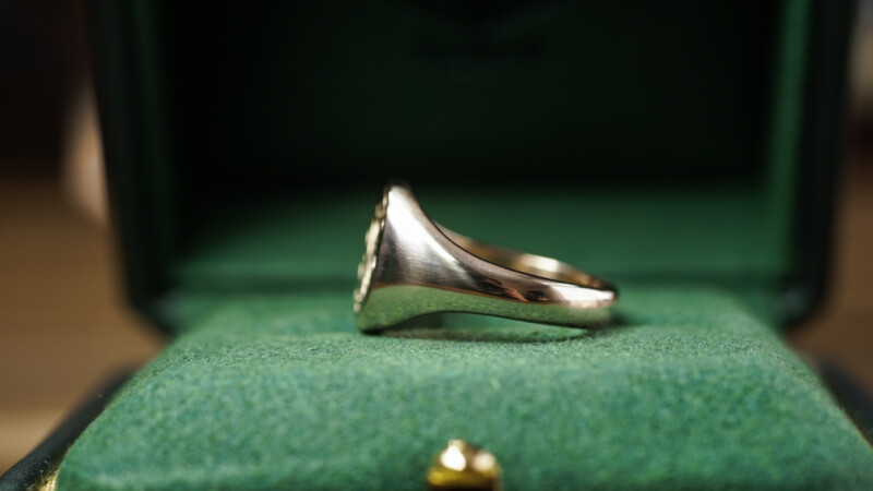 Hand Engraved Oval Signet Ring(K9YG)「TK」_5