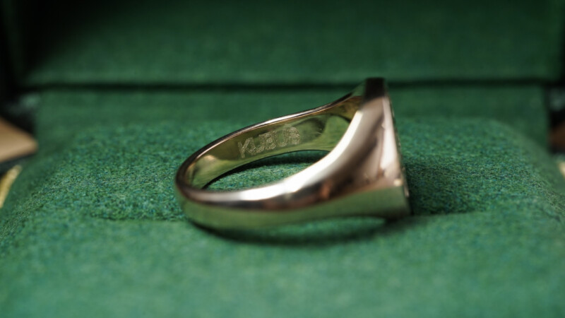 Hand Engraved Oval Signet Ring(K9YG)「TK」_9