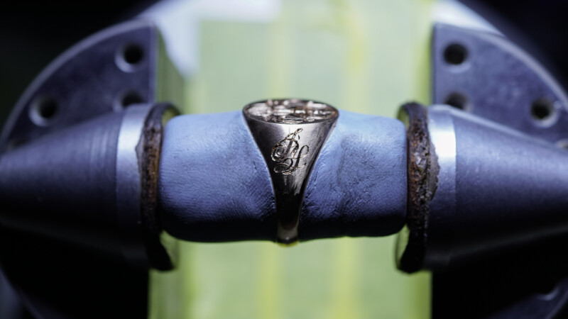 Hand Engraved Oval Signet Ring(K18PG) 「天球儀+天秤+リンゴ」+「JY(側面彫刻)」_20 Hand Engraved Oval Signet Ring(K18PG) 「天球儀+天秤+リンゴ」+「JY(側面彫刻)」_20