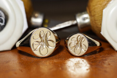 【Wedding Rings】Hand Engraved Oval Signet Rings(K10YG)「SA」 【Wedding Rings】Hand Engraved Oval Signet Rings(K10YG)「SA」