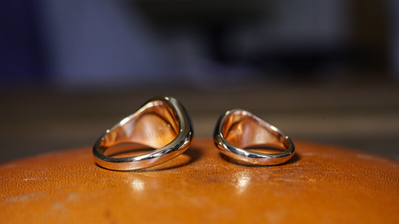 【Wedding Rings】Hand Engraved Oval Signet Rings(K10YG)「SA」_10