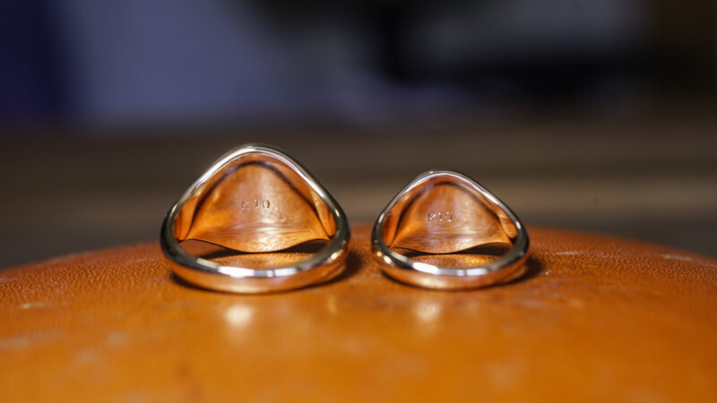 【Wedding Rings】Hand Engraved Oval Signet Rings(K10YG)「SA」_9