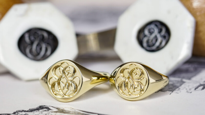 【Wedding Signet Rings】Hand Engraved Oval Signet Rings「TS」(Brass)_2 【Wedding Signet Rings】Hand Engraved Oval Signet Rings「TS」(Brass)_2