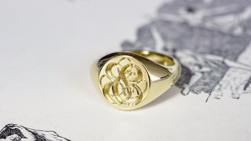 【Wedding Signet Rings】Hand Engraved Oval Signet Rings「TS」(Brass)_4 【Wedding Signet Rings】Hand Engraved Oval Signet Rings「TS」(Brass)_4