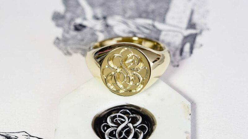 【Wedding Signet Rings】Hand Engraved Oval Signet Rings「TS」(Brass)_5 【Wedding Signet Rings】Hand Engraved Oval Signet Rings「TS」(Brass)_5