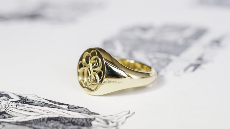 【Wedding Signet Rings】Hand Engraved Oval Signet Rings「TS」(Brass)_6 【Wedding Signet Rings】Hand Engraved Oval Signet Rings「TS」(Brass)_6