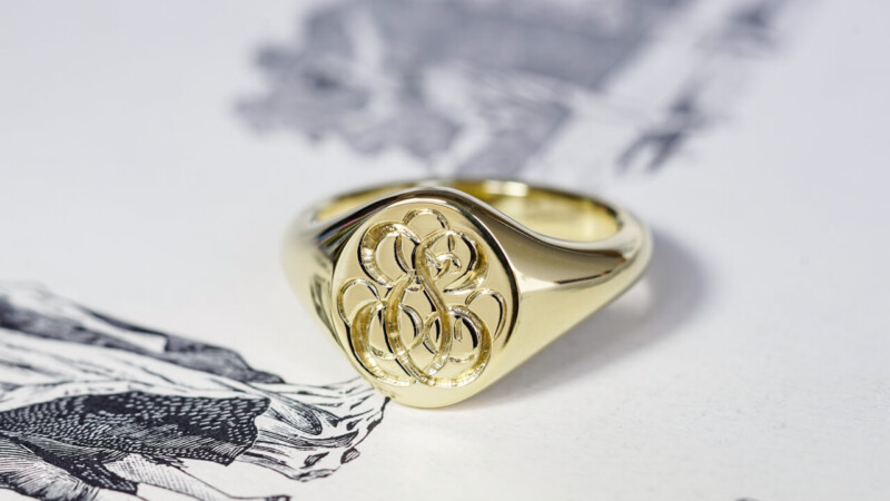 【Wedding Signet Rings】Hand Engraved Oval Signet Rings「TS」(Brass)_13 【Wedding Signet Rings】Hand Engraved Oval Signet Rings「TS」(Brass)_13