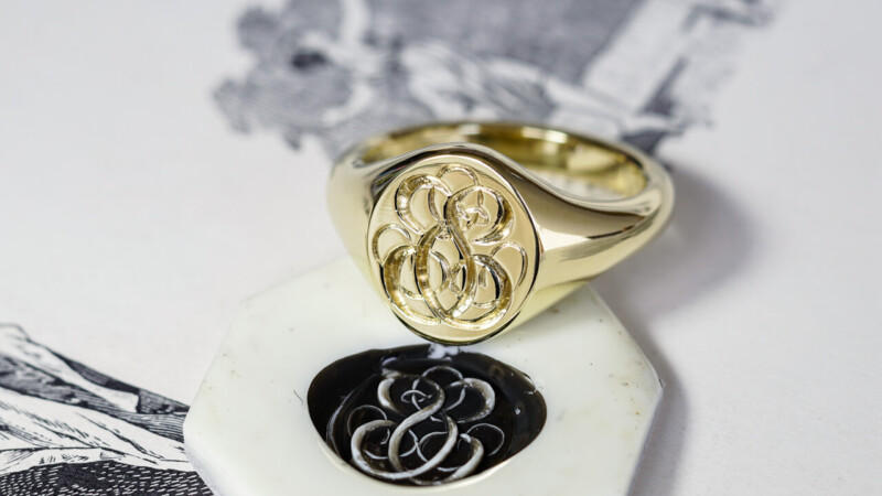 【Wedding Signet Rings】Hand Engraved Oval Signet Rings「TS」(Brass)_12 【Wedding Signet Rings】Hand Engraved Oval Signet Rings「TS」(Brass)_12