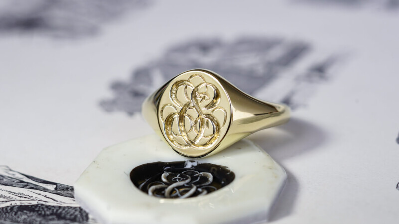 【Wedding Signet Rings】Hand Engraved Oval Signet Rings「TS」(Brass)_11 【Wedding Signet Rings】Hand Engraved Oval Signet Rings「TS」(Brass)_11
